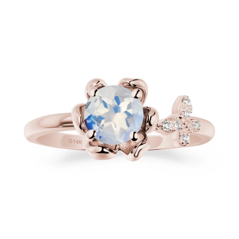 Round Moonstone Petal Promise Ring - Image 2
