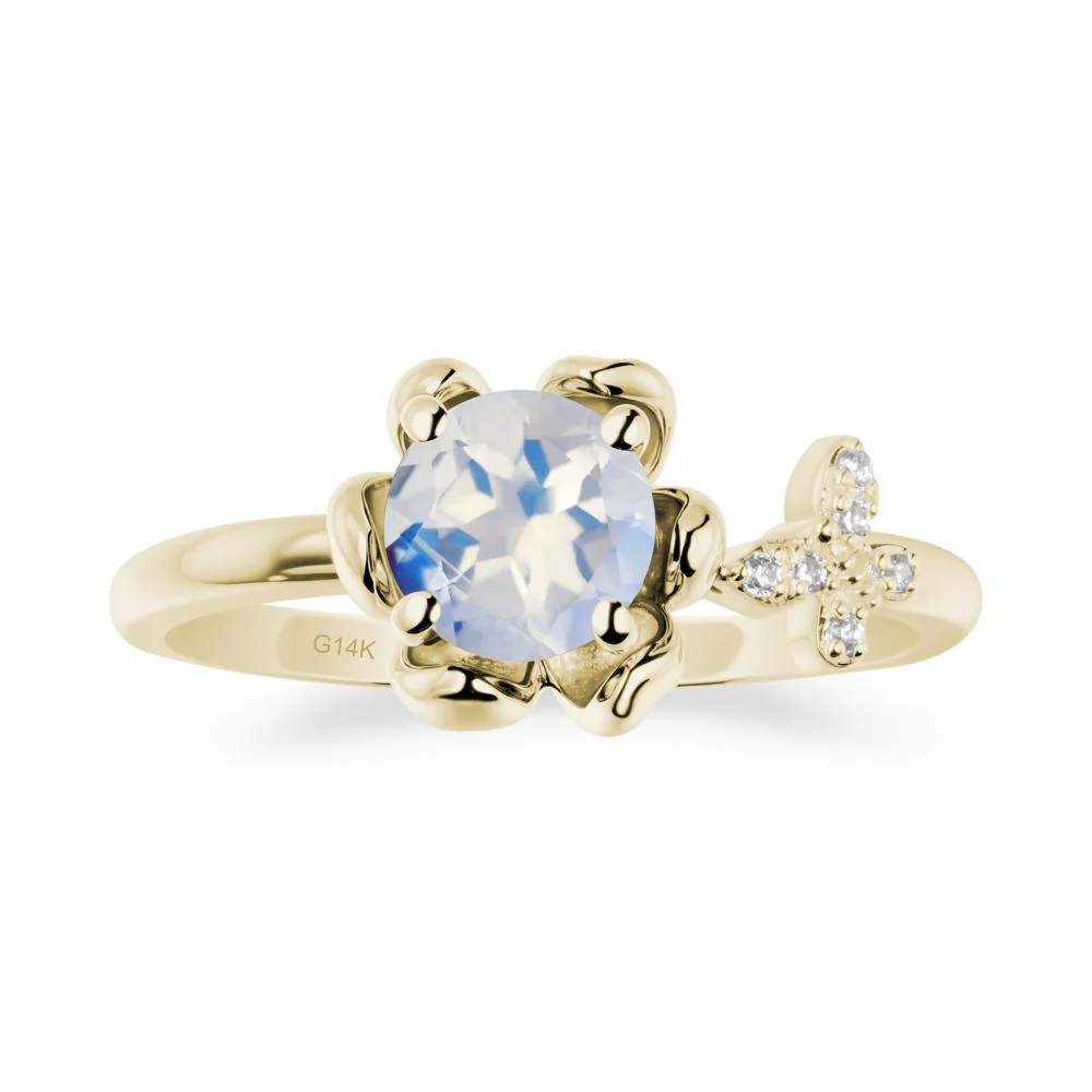 Round Moonstone Petal Promise Ring - Image 3