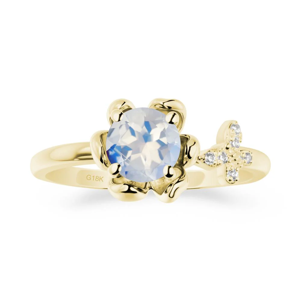 Round Moonstone Petal Promise Ring - Image 6
