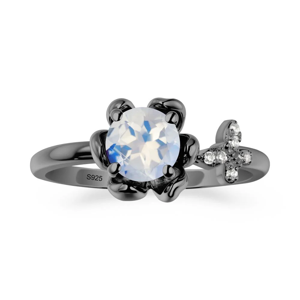 Round Moonstone Petal Promise Ring - Image 7