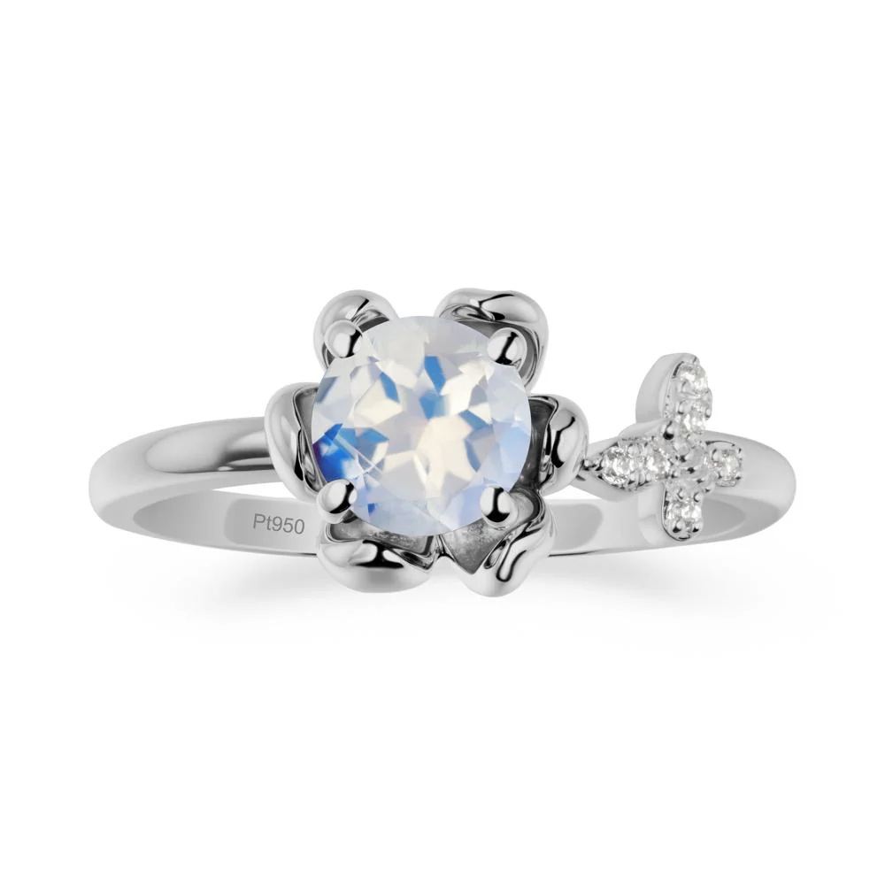 Round Moonstone Petal Promise Ring - Image 8