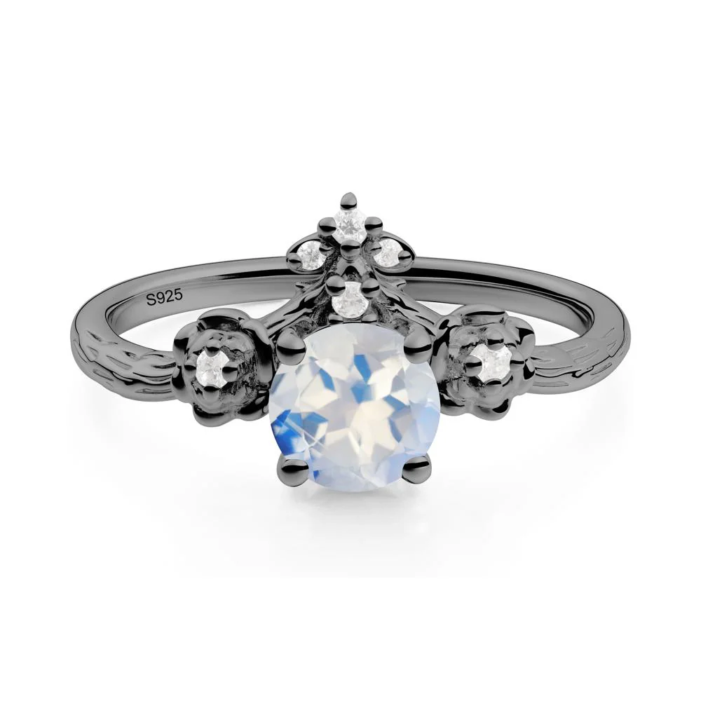 Round Moonstone Rose Ring with Wood Grain - Image 2