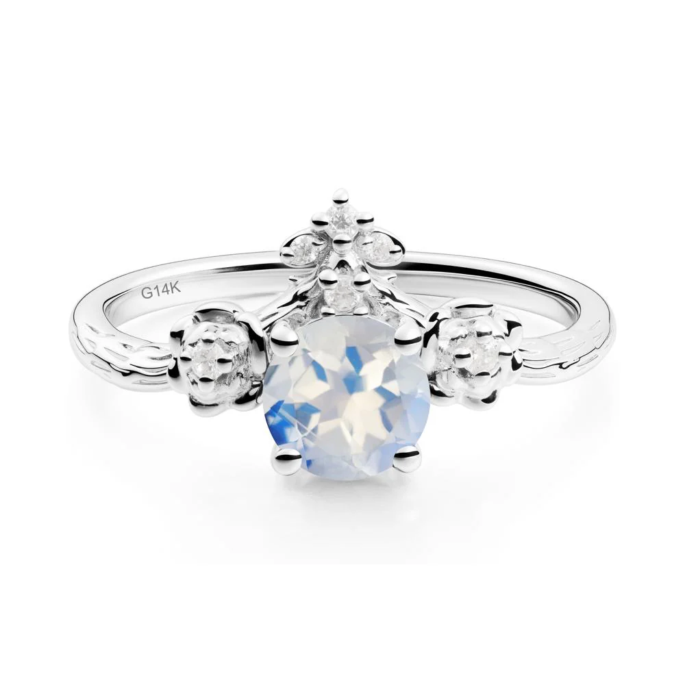 Round Moonstone Rose Ring with Wood Grain - Image 8