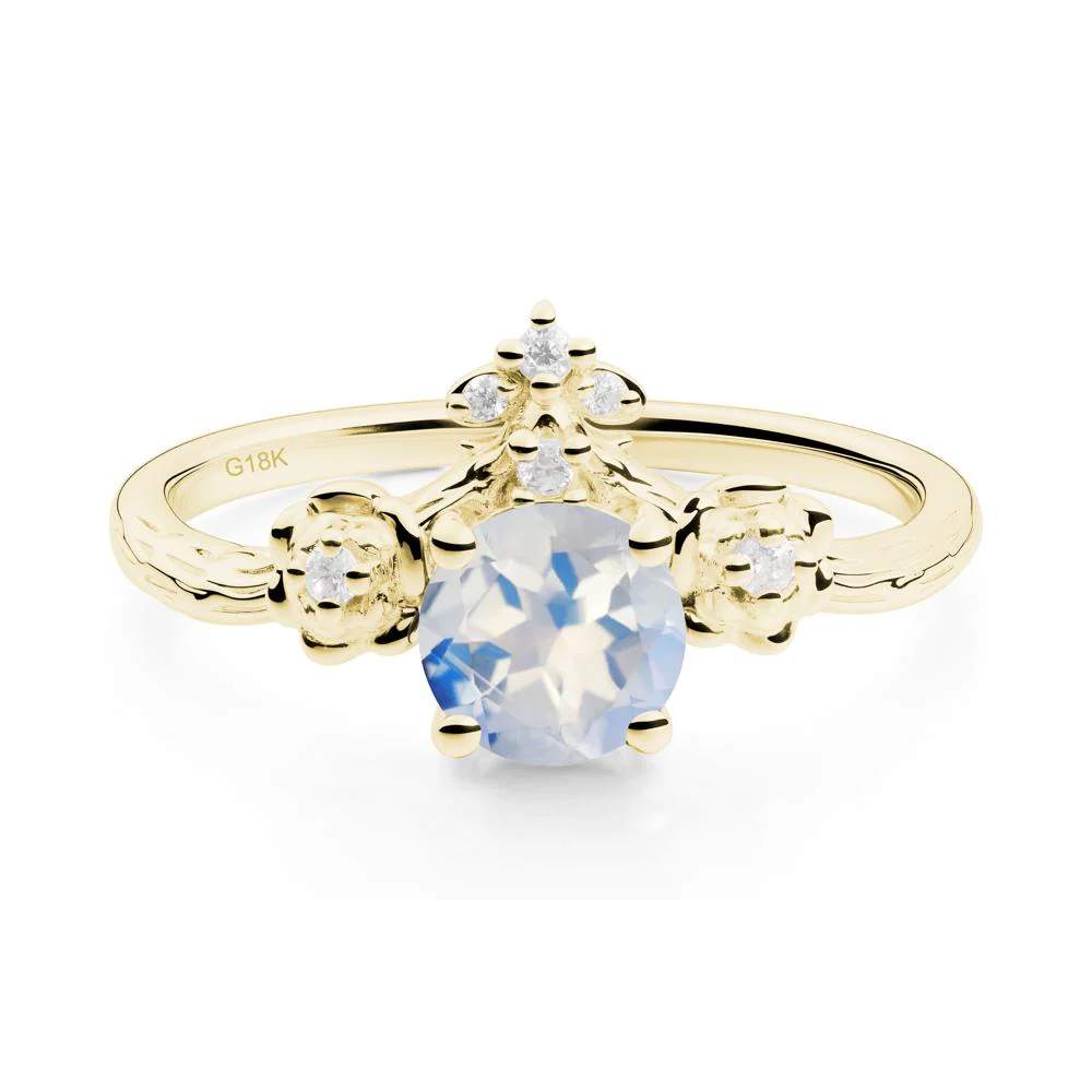 Round Moonstone Rose Ring with Wood Grain - Image 9
