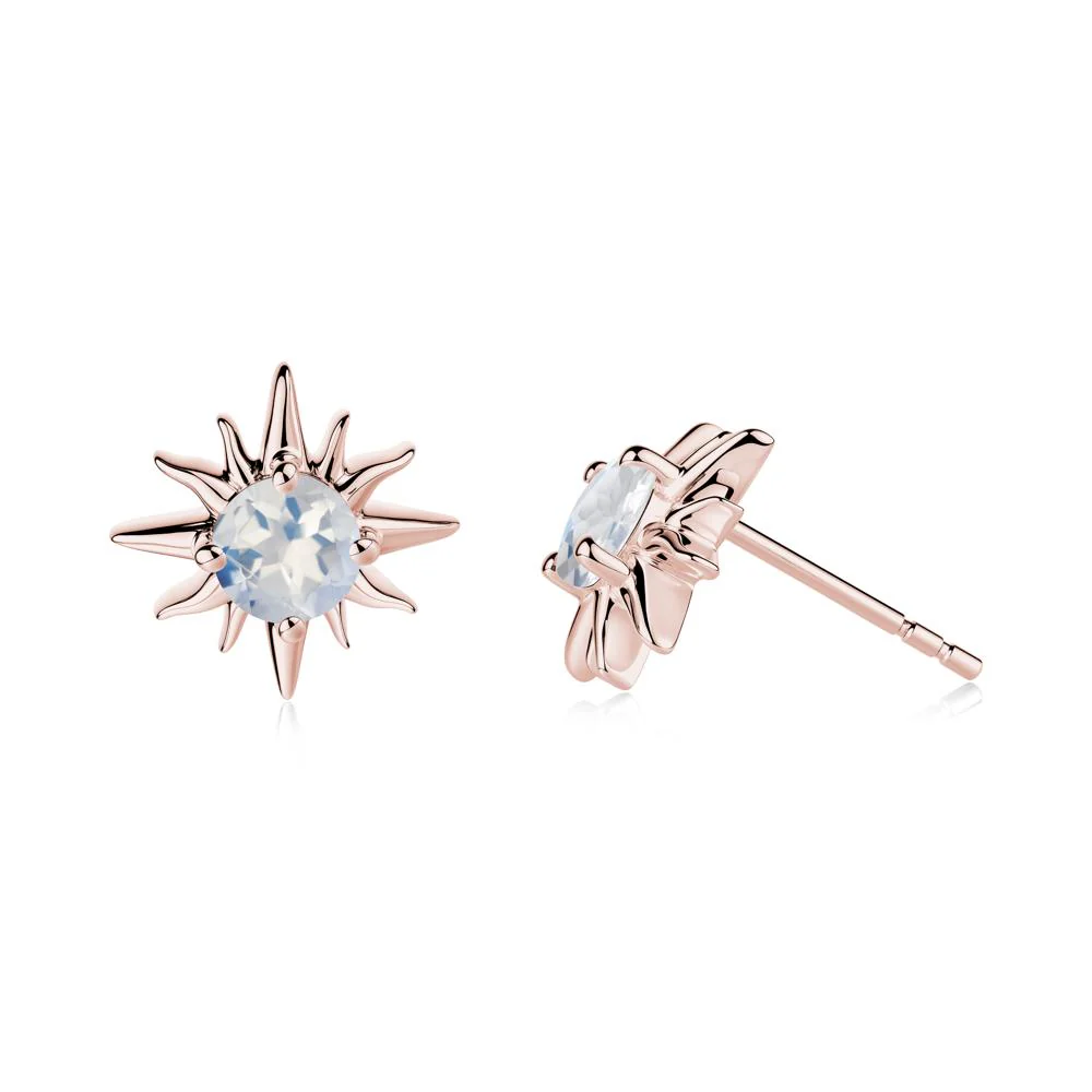 Round Moonstone Sun Stud Earrings - Image 5