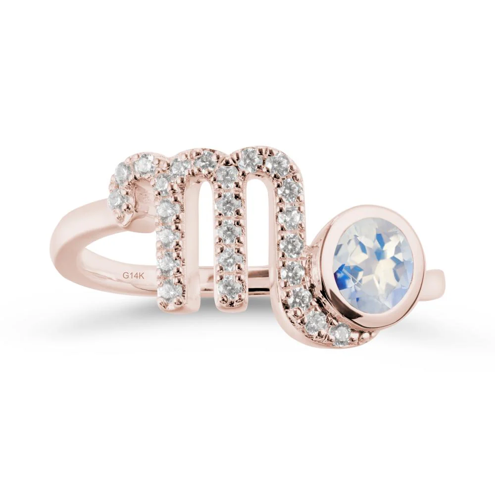 Round Moonstone Wrap Around Scorpio Zodiac Ring - Image 2