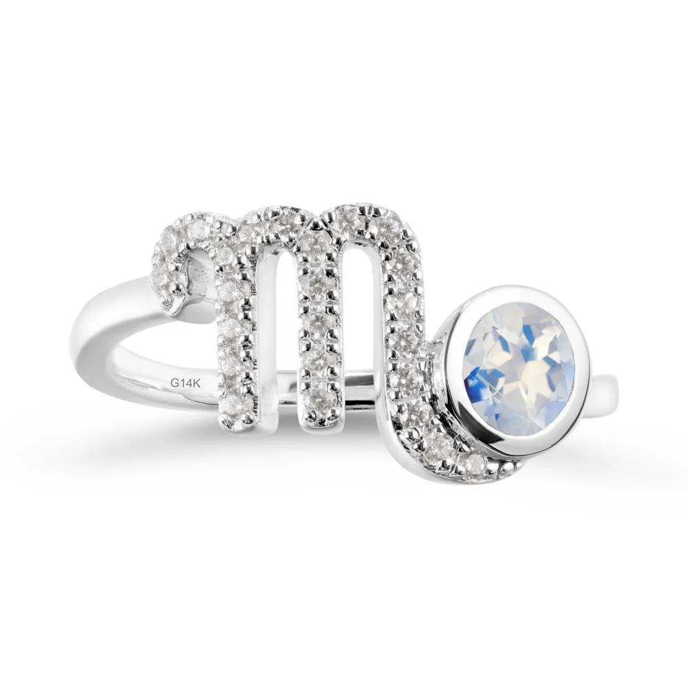 Round Moonstone Wrap Around Scorpio Zodiac Ring - Image 3