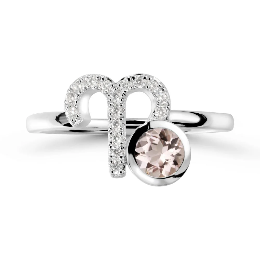 Round Morganite Aries Zodiac Ring-Bold & Ambitious - Image 2