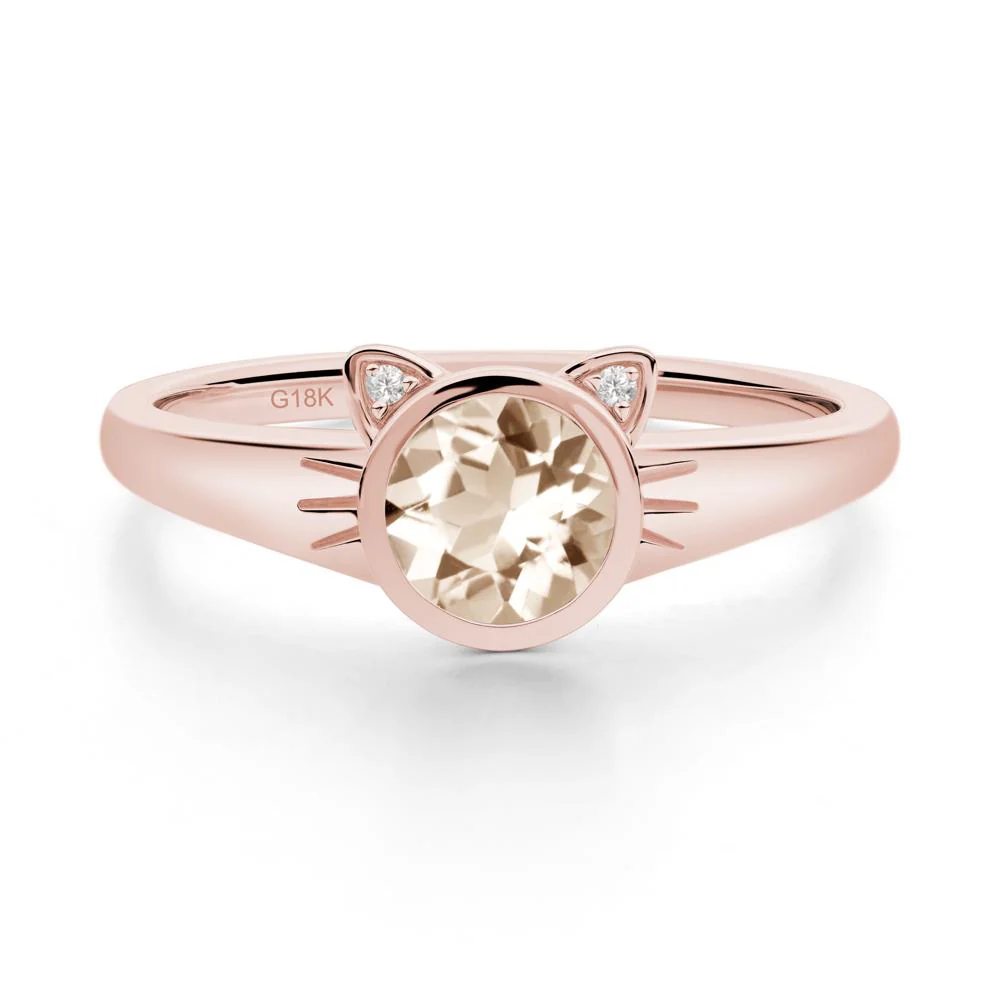 Round Morganite Cat Ear Ring - Image 3