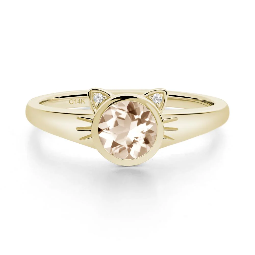 Round Morganite Cat Ear Ring - Image 6