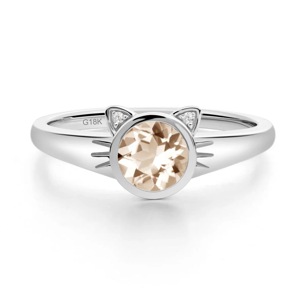 Round Morganite Cat Ear Ring - Image 8