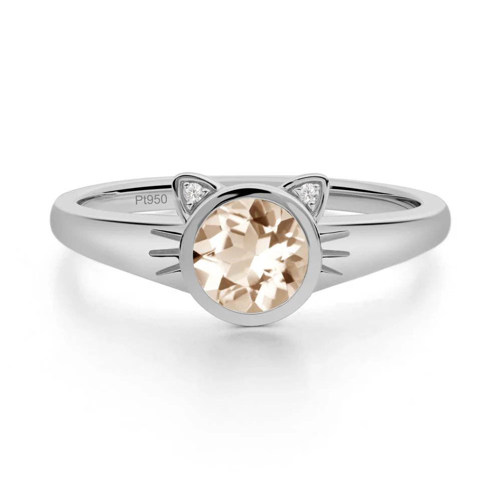 Round Morganite Cat Ear Ring - Image 9