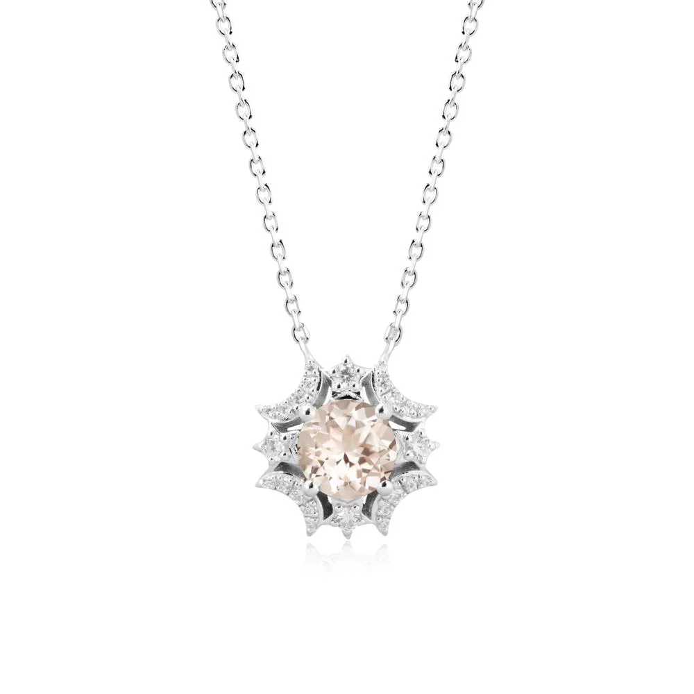 Round Morganite Celestial Star Pendant Necklace - Image 9