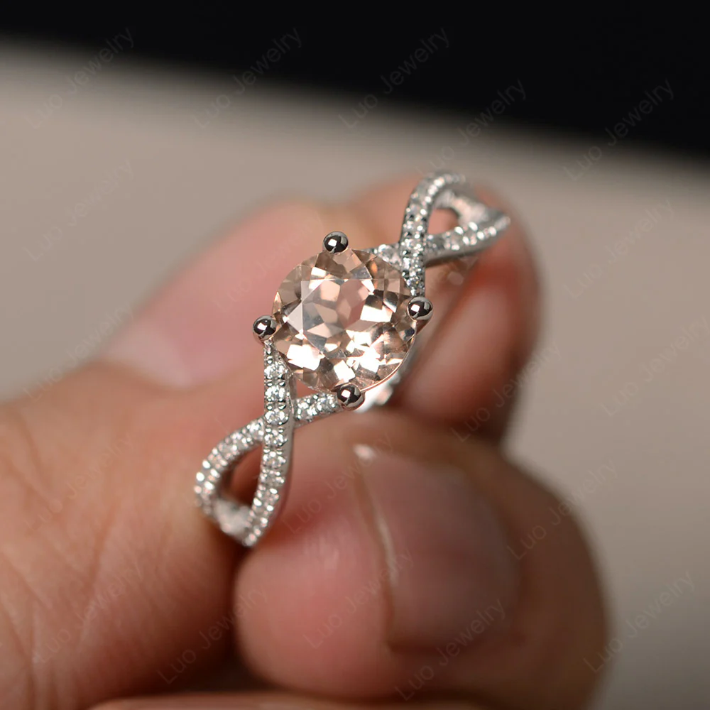 Round Morganite Twisted Engagement Ring