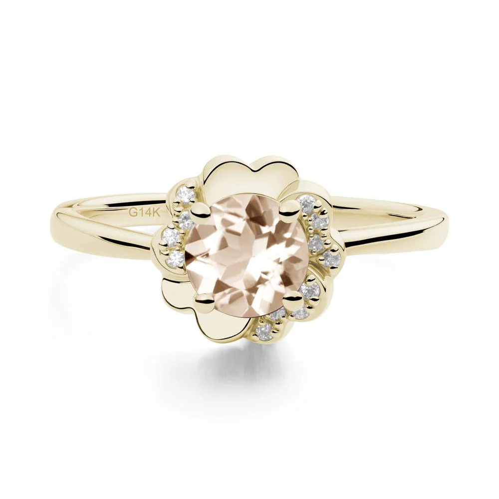Round Morganite Floral Engagement Ring - Image 4