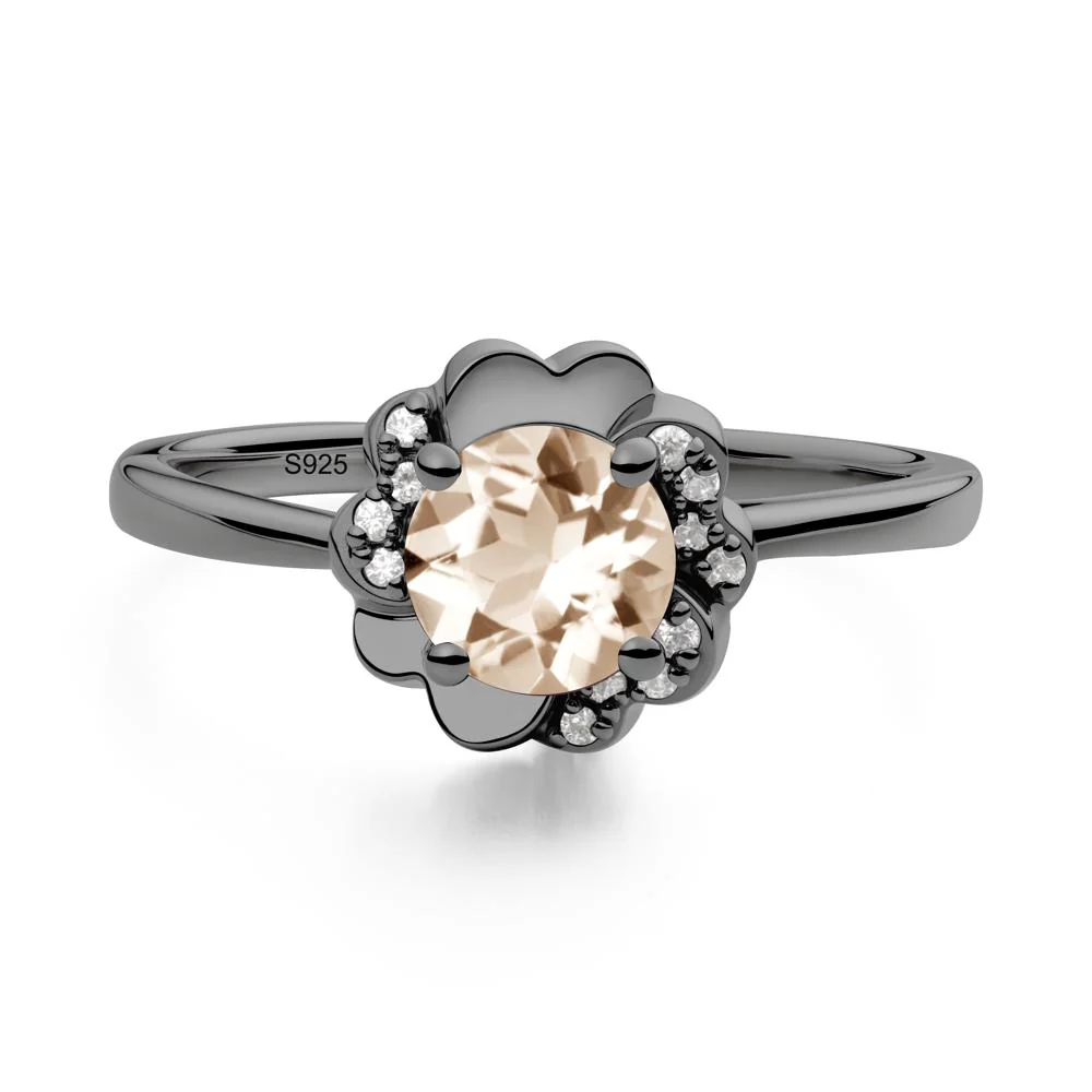 Round Morganite Floral Engagement Ring - Image 7