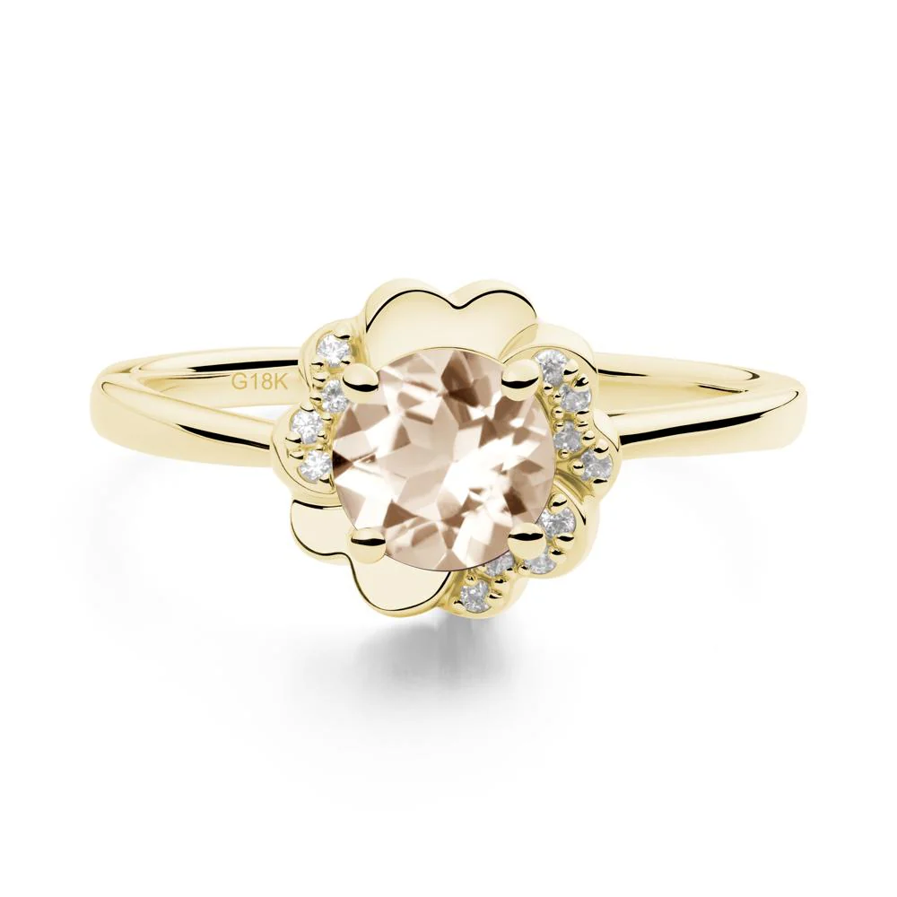 Round Morganite Floral Engagement Ring - Image 8