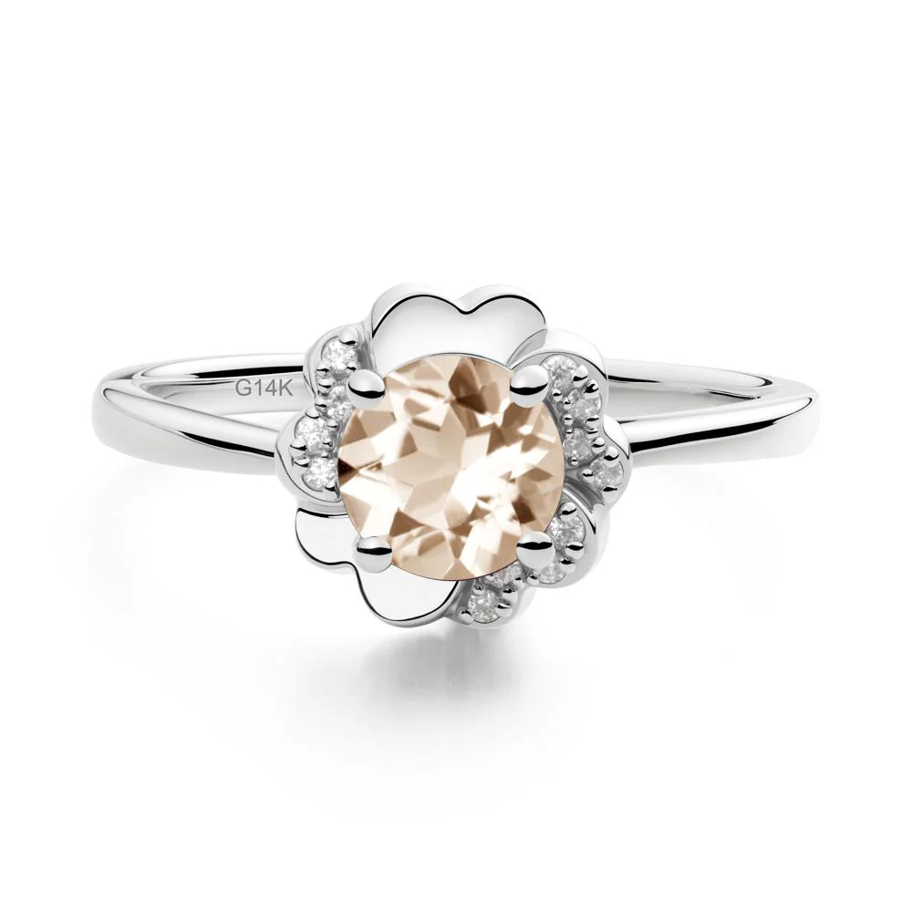 Round Morganite Floral Engagement Ring - Image 9
