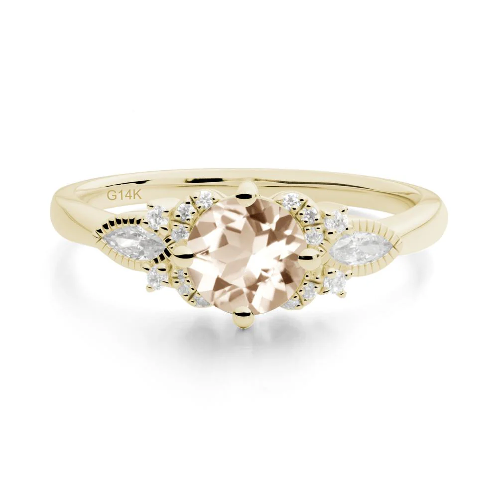 Round Morganite Floral Statement Ring - Image 2
