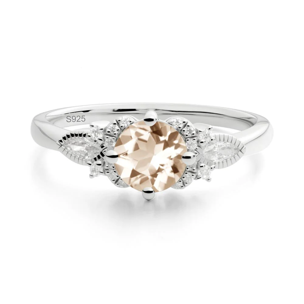 Round Morganite Floral Statement Ring - Image 8