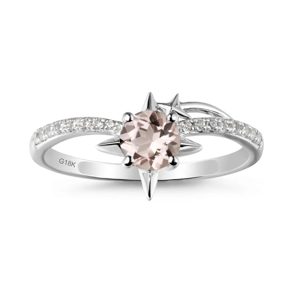 Round Morganite Four Point Star Ring - Image 6