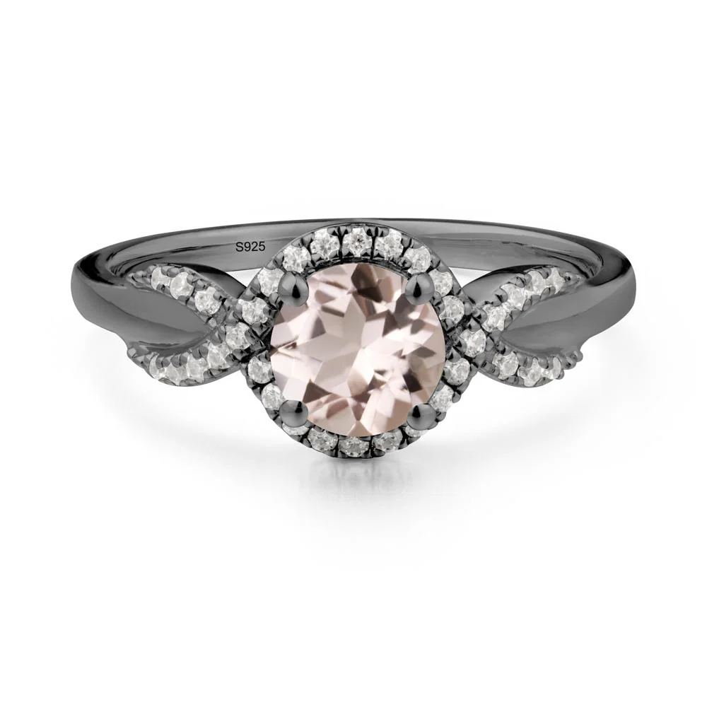 Round Morganite Halo Twist Ring - Image 2