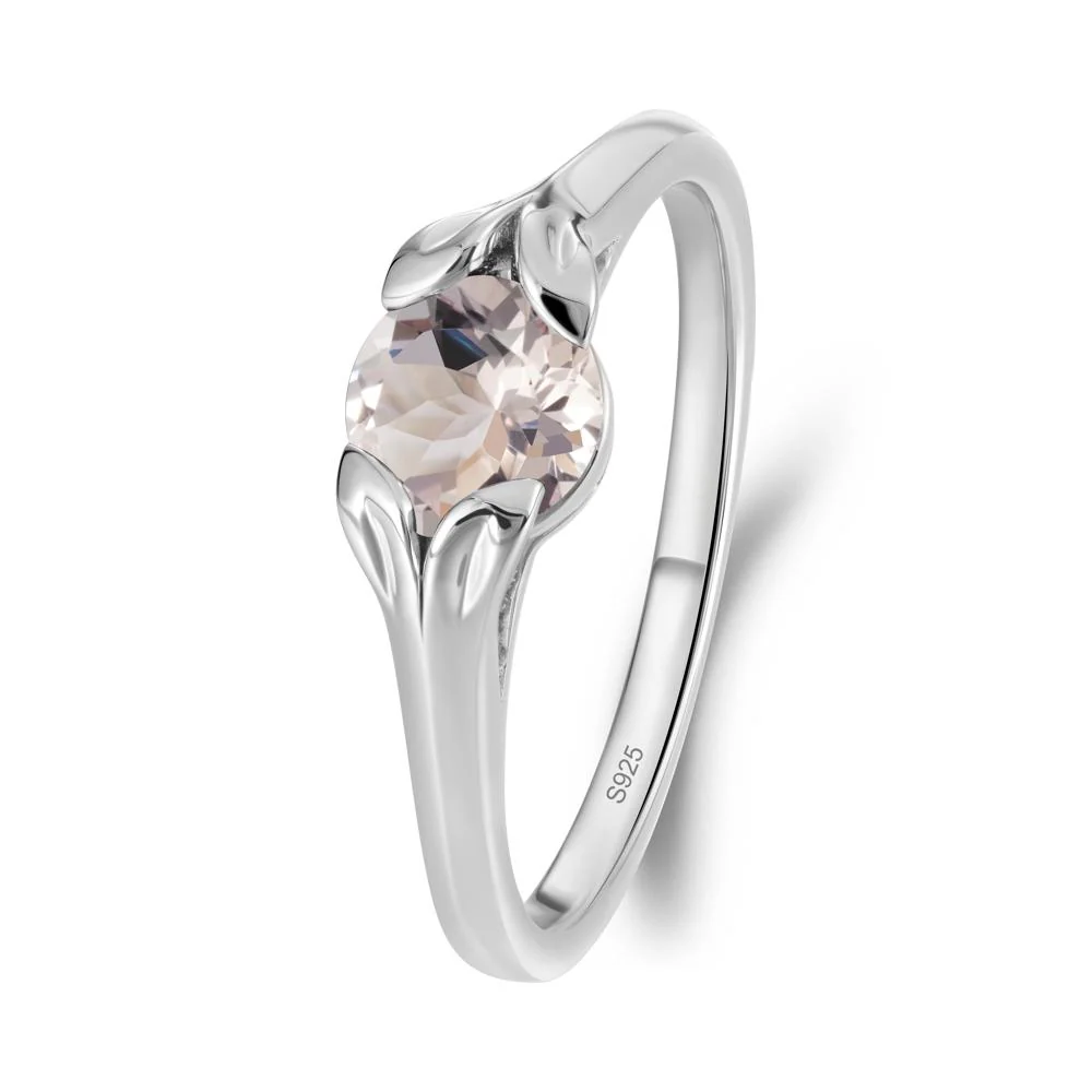 Round Morganite Leaf Ring - Image 3