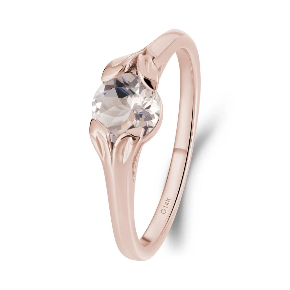 Round Morganite Leaf Ring - Image 7
