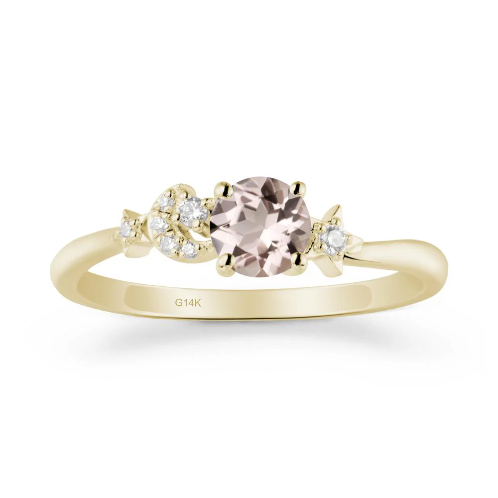Round Morganite Ring with Moon and Pentacle - Image 4