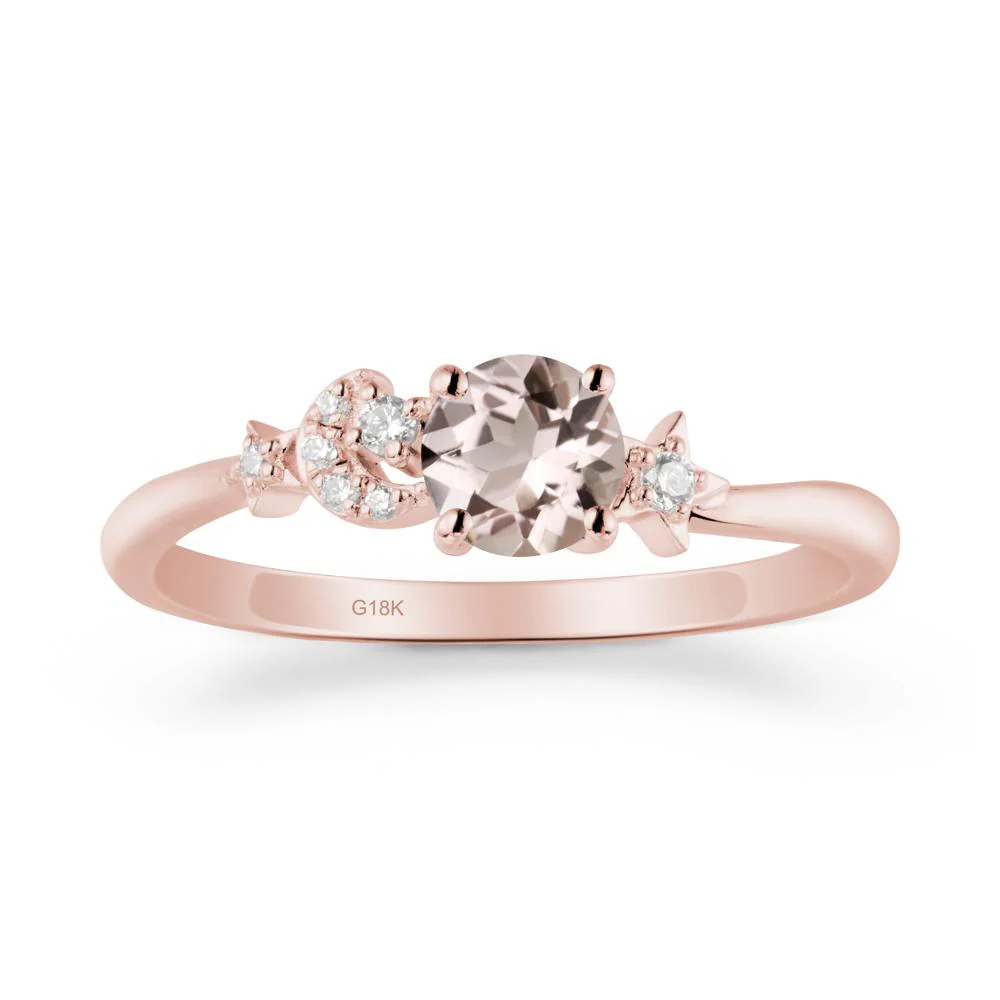Round Morganite Ring with Moon and Pentacle - Image 5