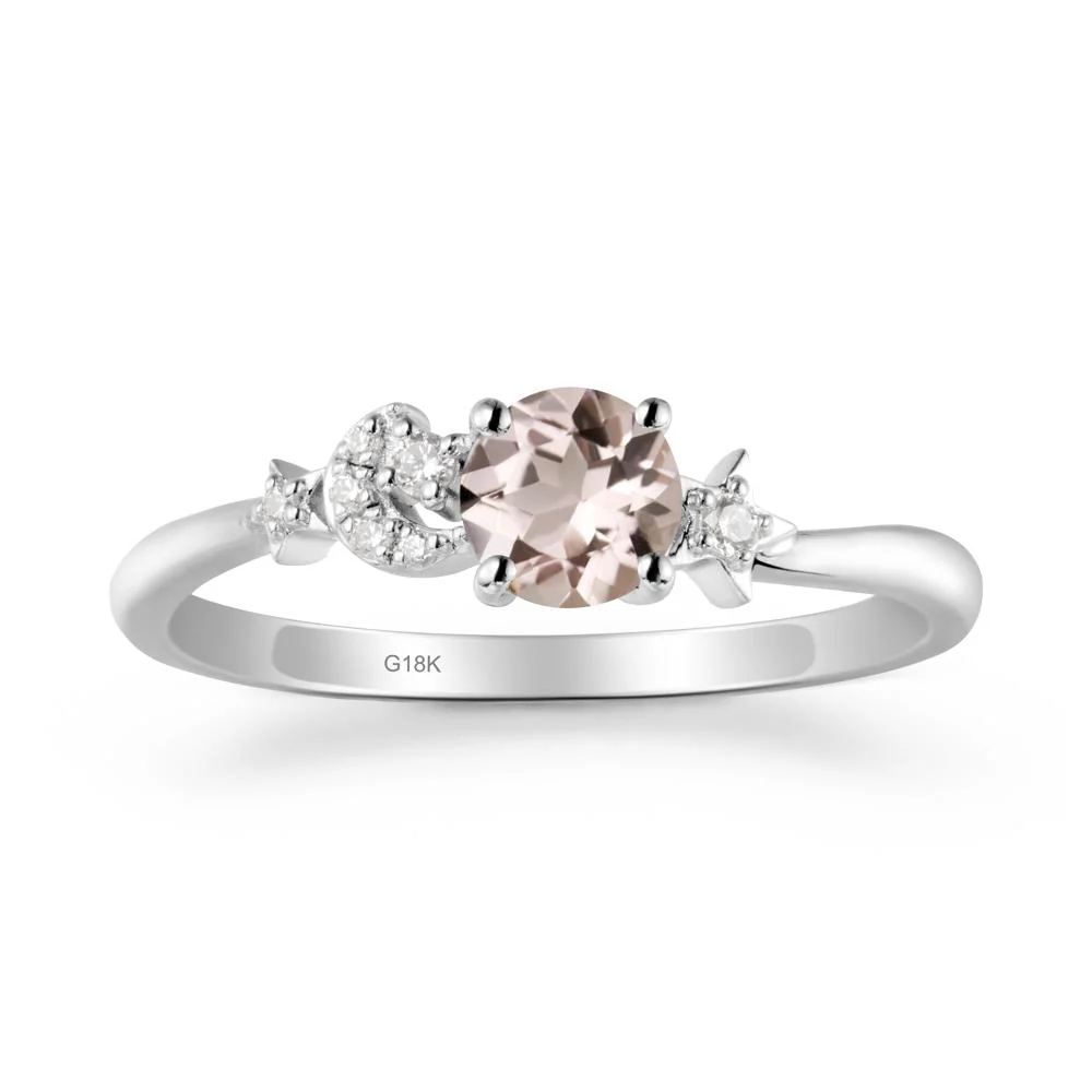 Round Morganite Ring with Moon and Pentacle - Image 6