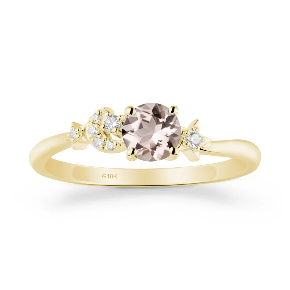 Round Morganite Ring with Moon and Pentacle - Image 7