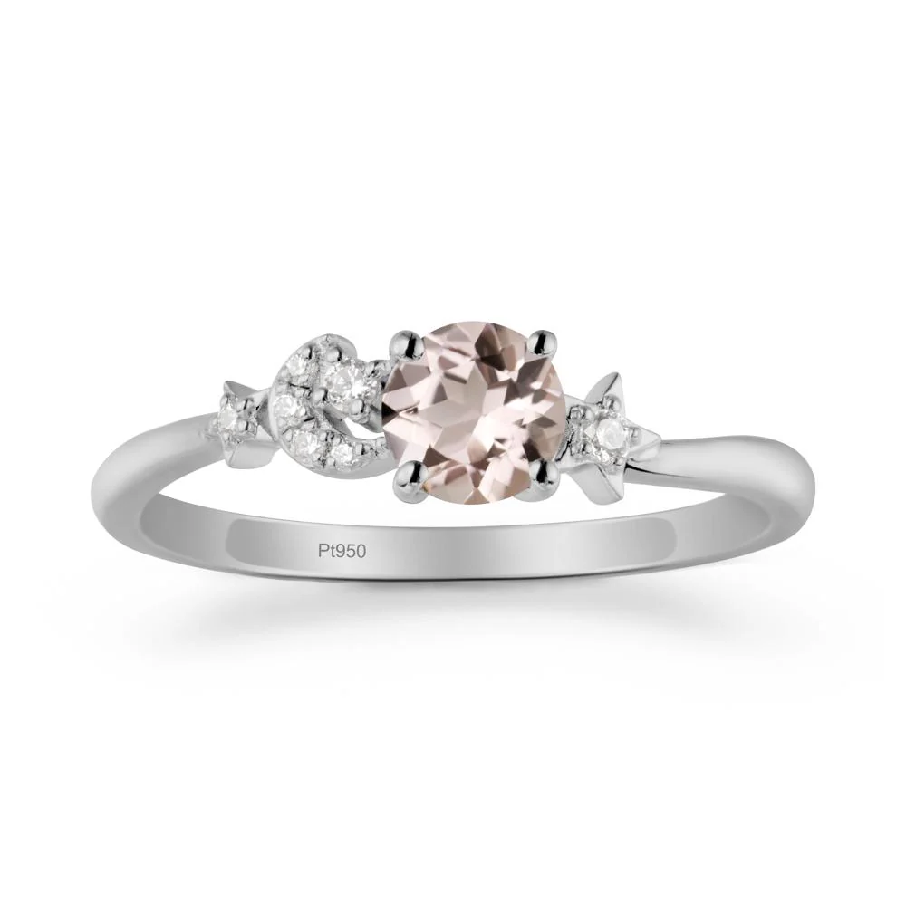 Round Morganite Ring with Moon and Pentacle - Image 8