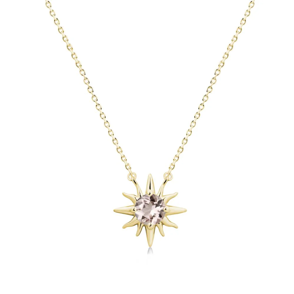Round Morganite Sun Pendant Necklace - Image 6