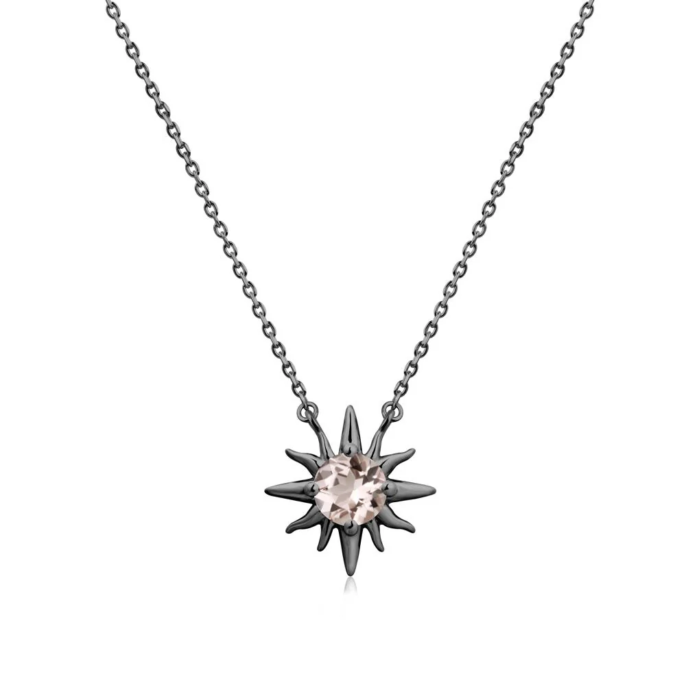 Round Morganite Sun Pendant Necklace - Image 7