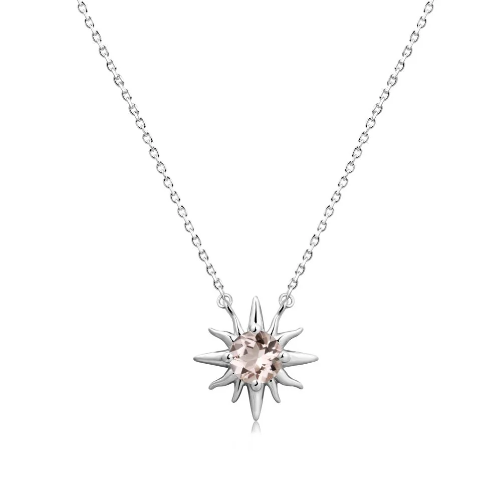 Round Morganite Sun Pendant Necklace - Image 9