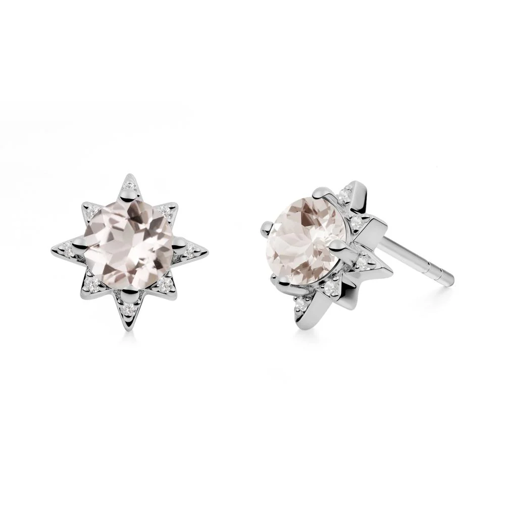 Round Morganite Sunburst Earrings