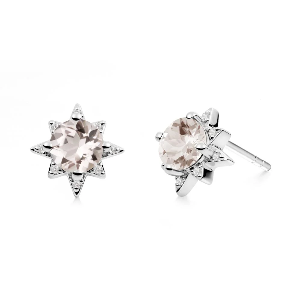 Round Morganite Sunburst Earrings - Image 2