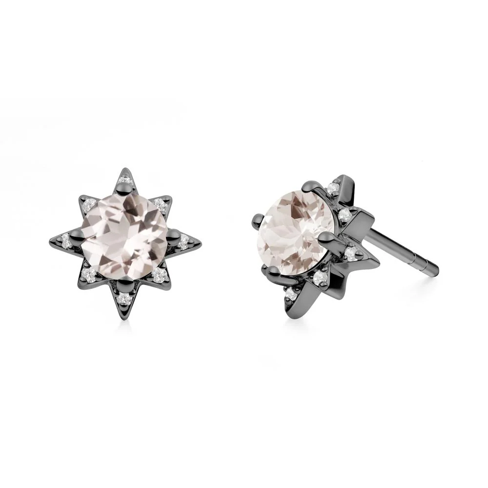 Round Morganite Sunburst Earrings - Image 4
