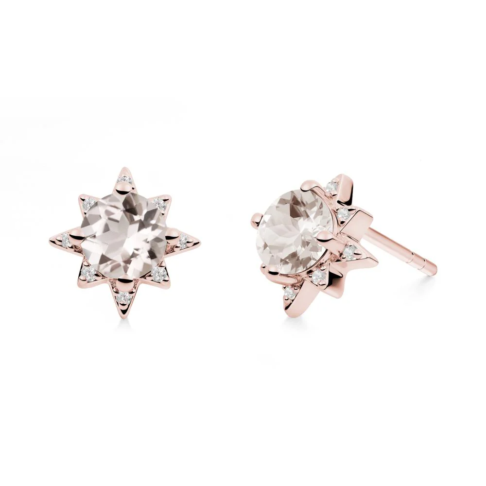 Round Morganite Sunburst Earrings - Image 6