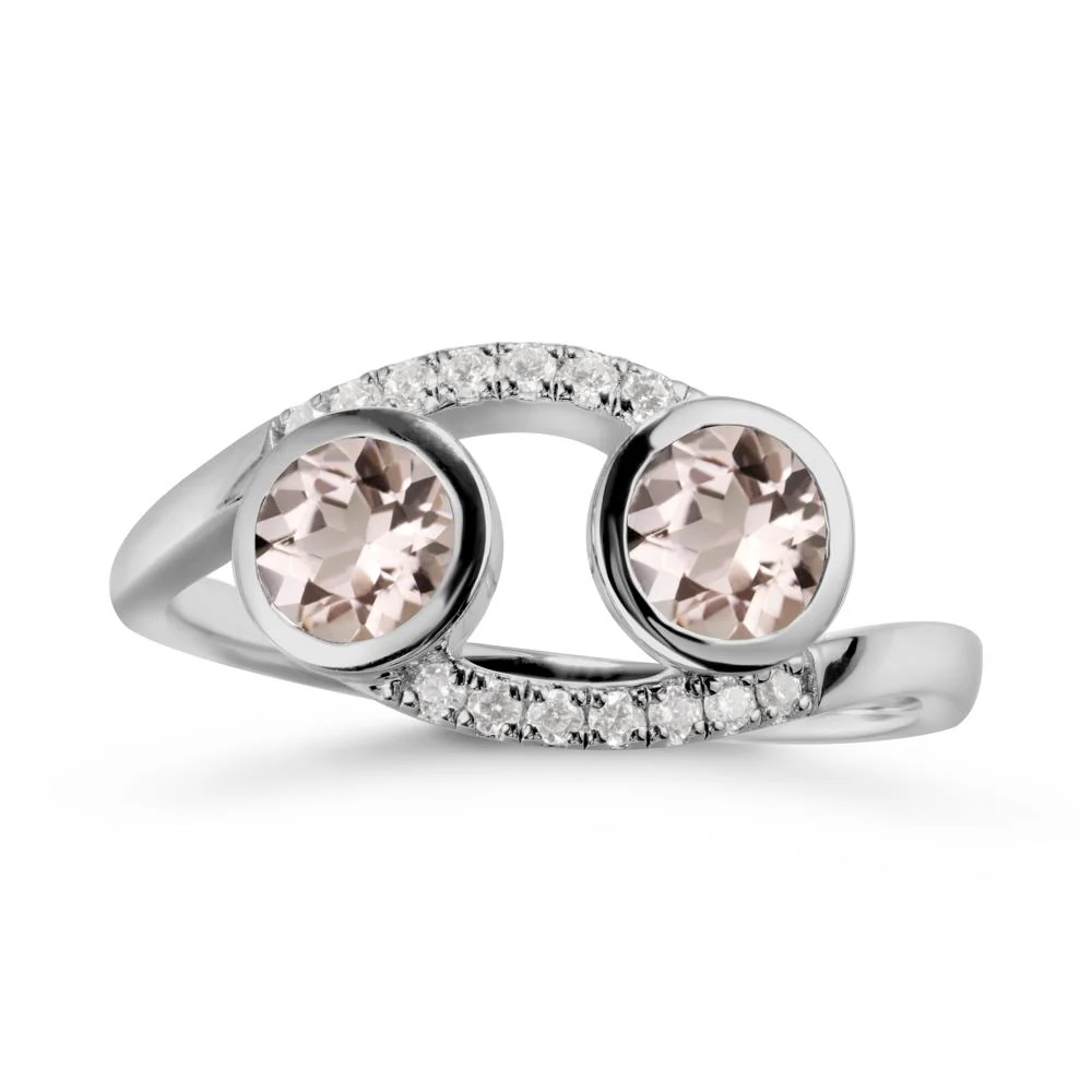 Round Morganite Two Stone Ring