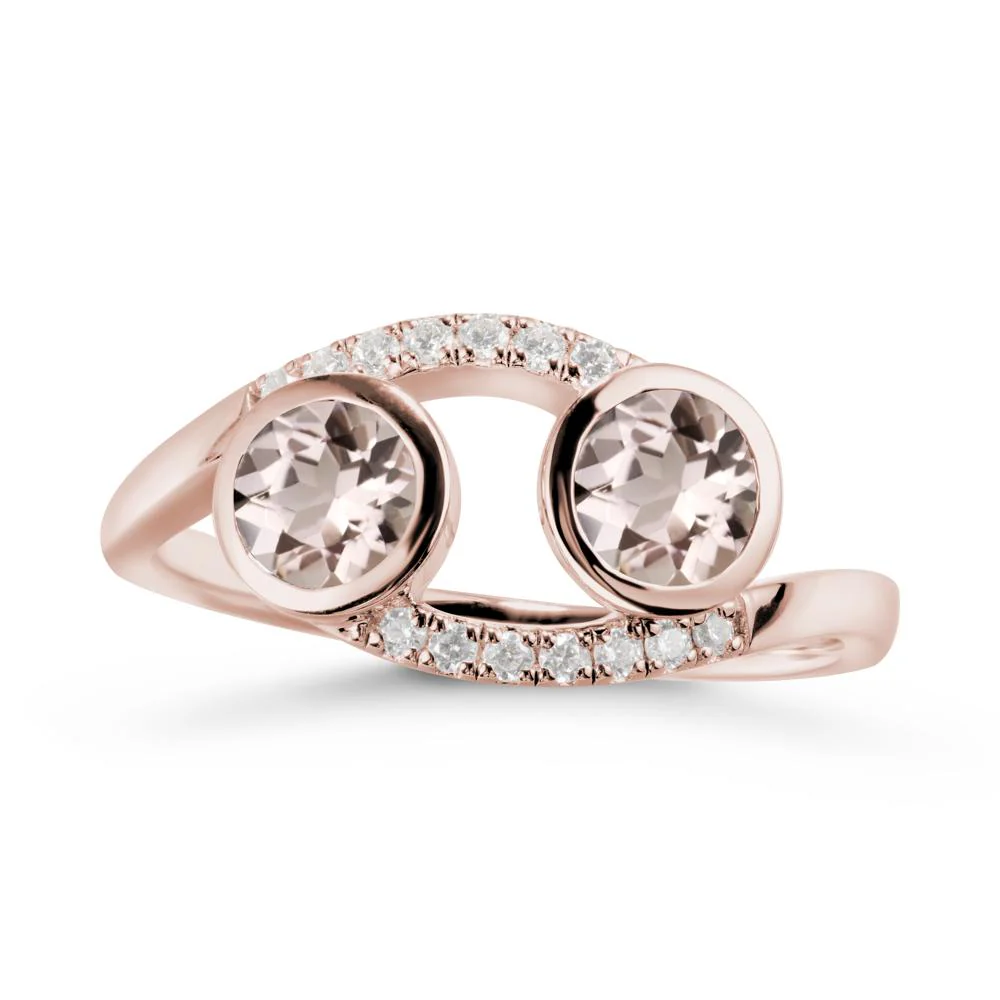 Round Morganite Two Stone Ring - Image 2