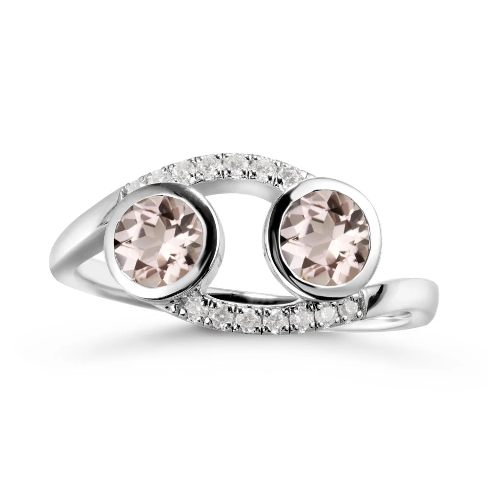 Round Morganite Two Stone Ring - Image 6