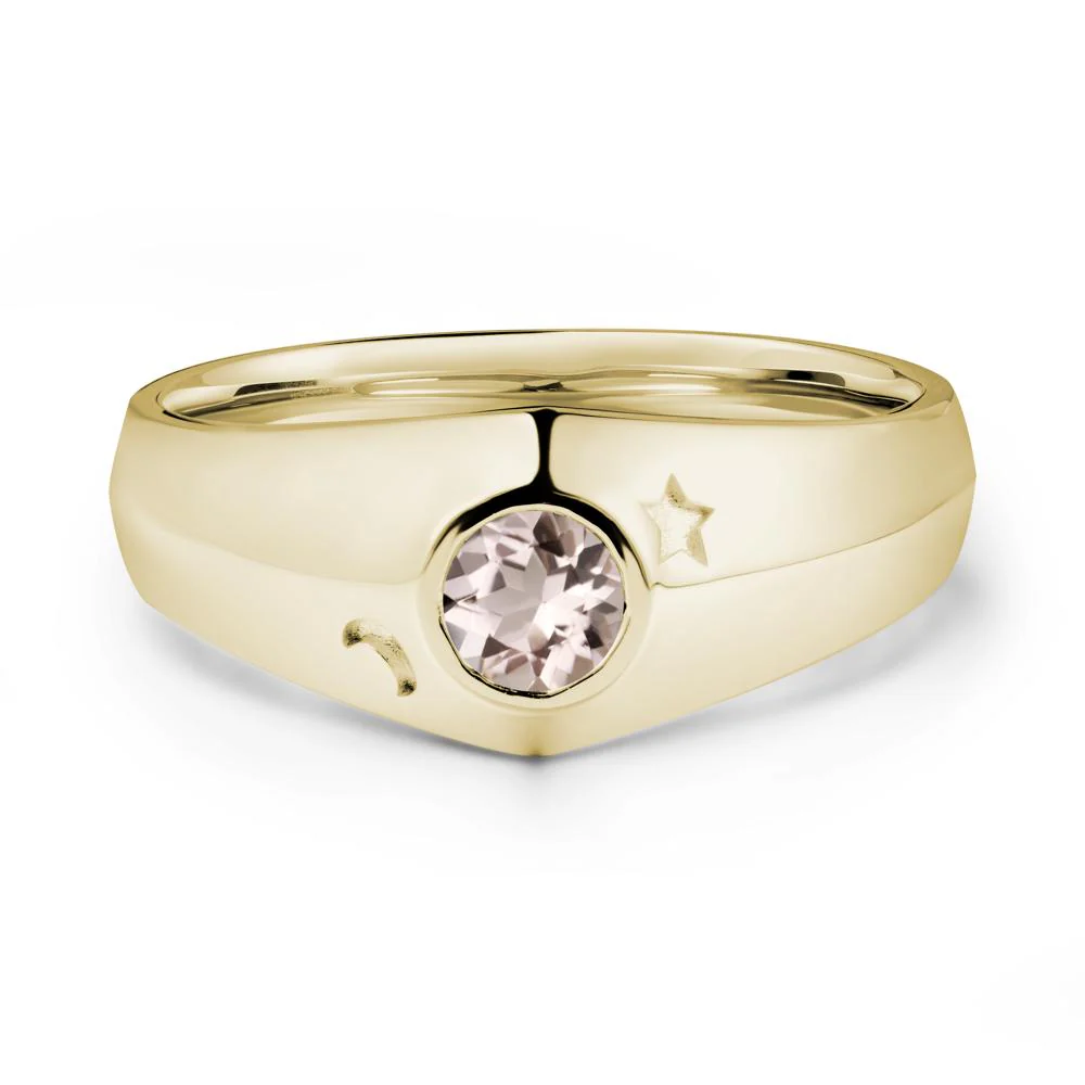 Round Morganite Wide Band Ring