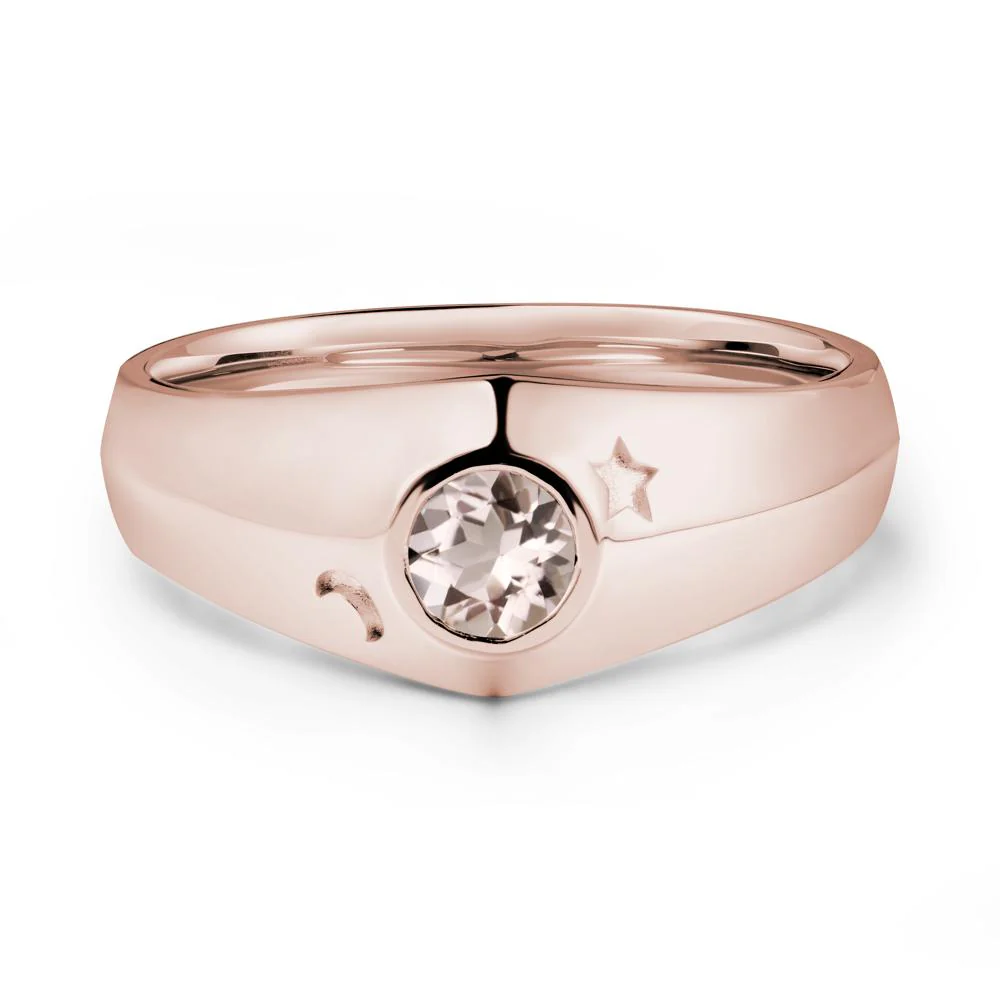 Round Morganite Wide Band Ring - Image 2