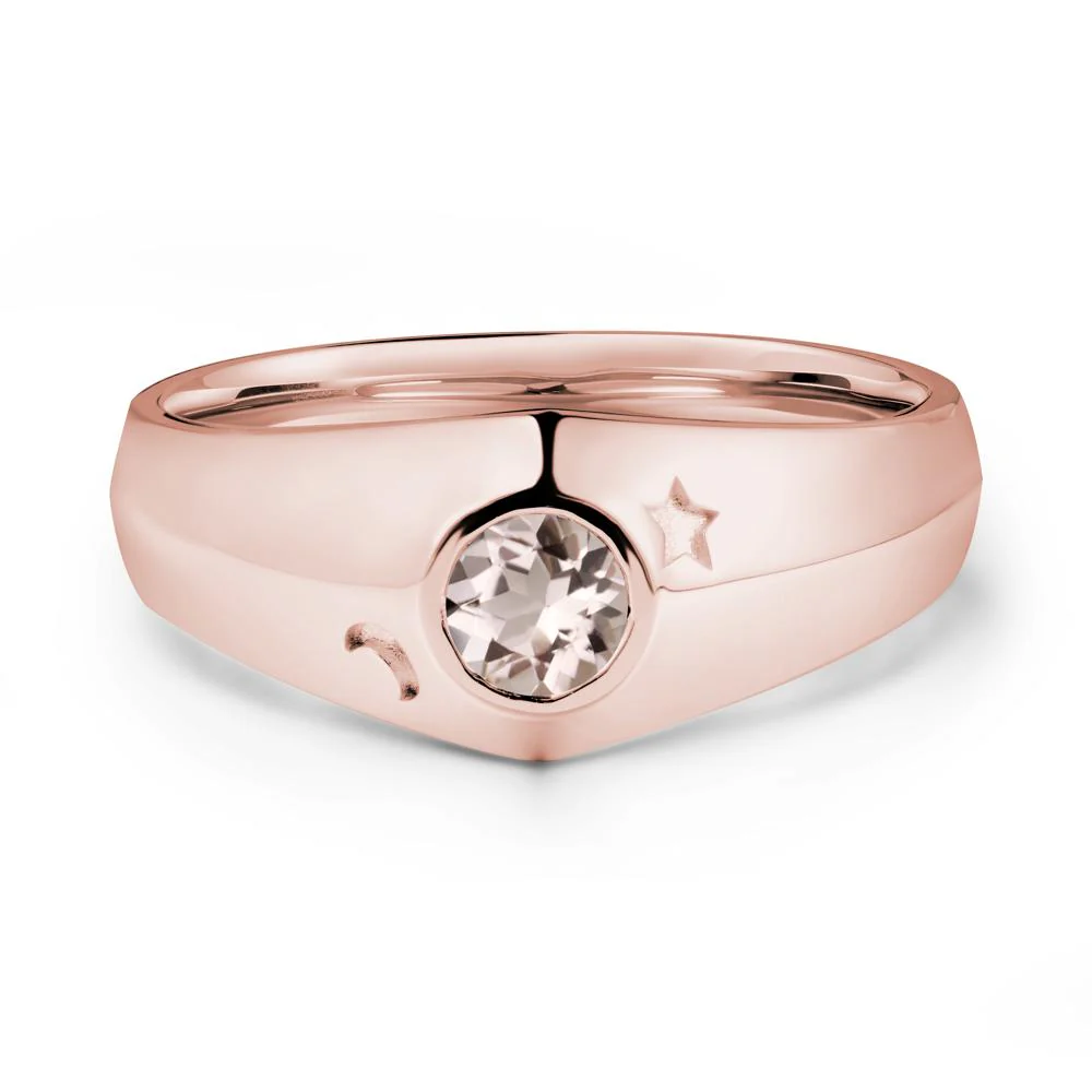 Round Morganite Wide Band Ring - Image 4