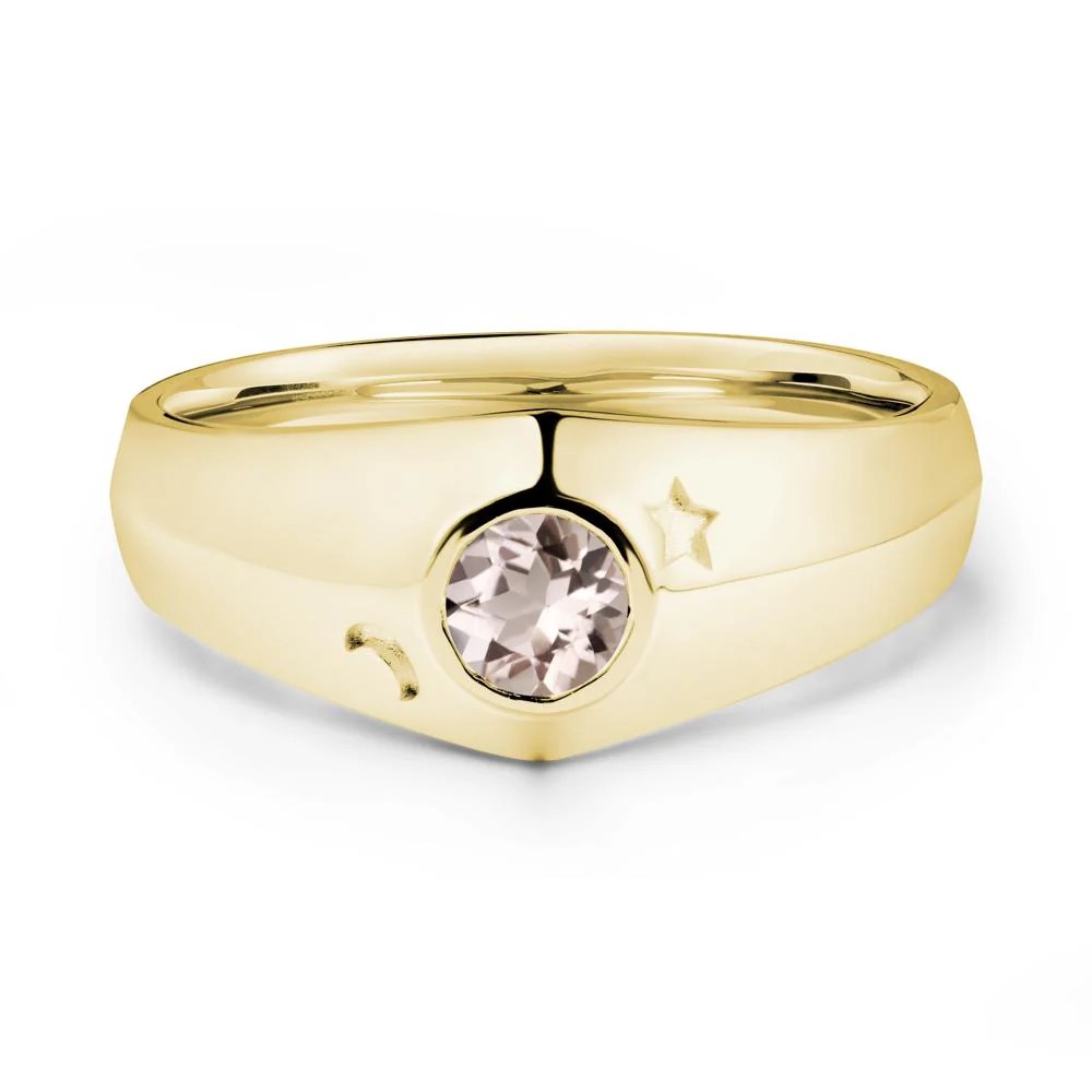 Round Morganite Wide Band Ring - Image 6