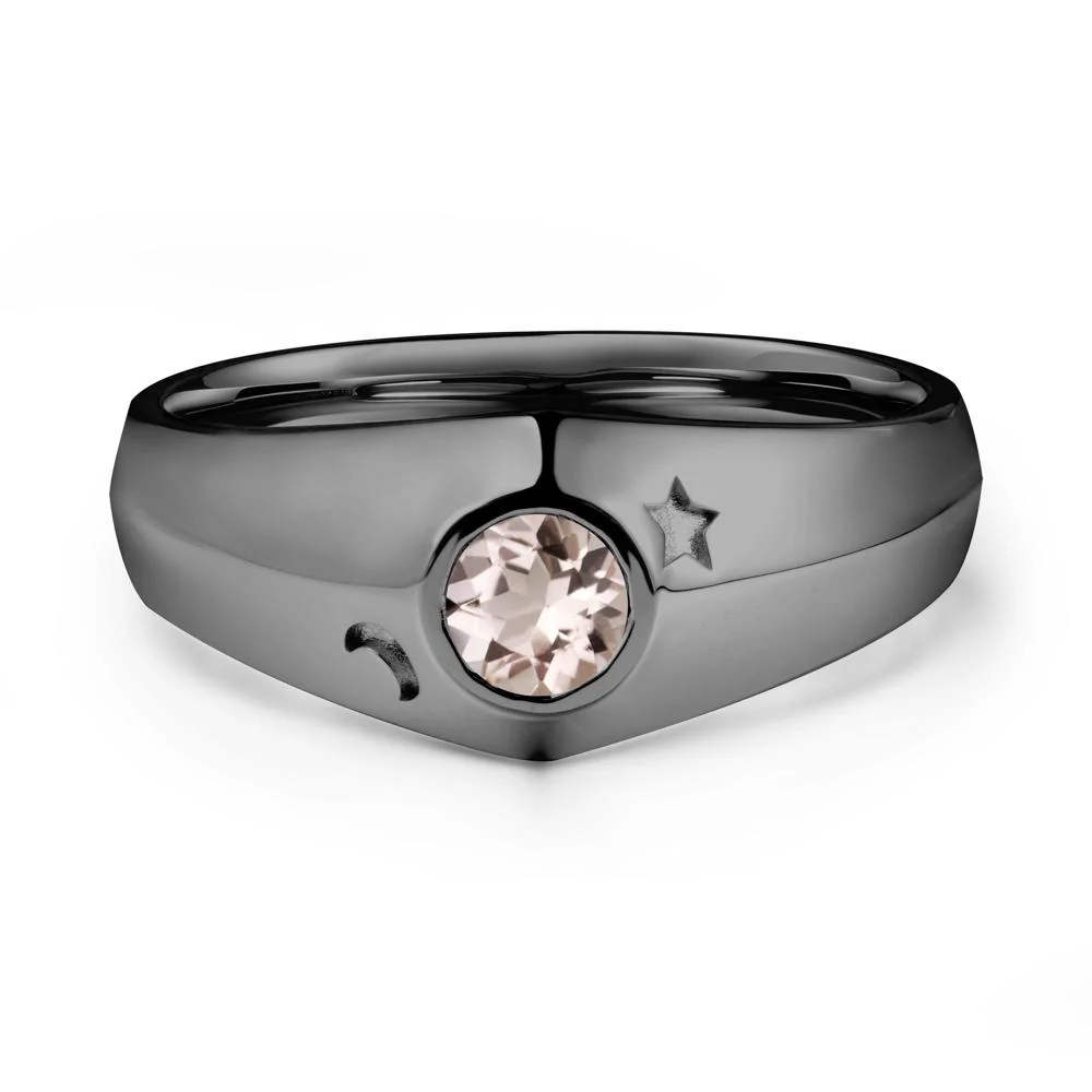 Round Morganite Wide Band Ring - Image 7