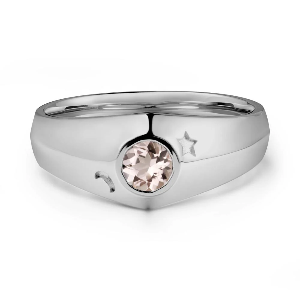 Round Morganite Wide Band Ring - Image 8