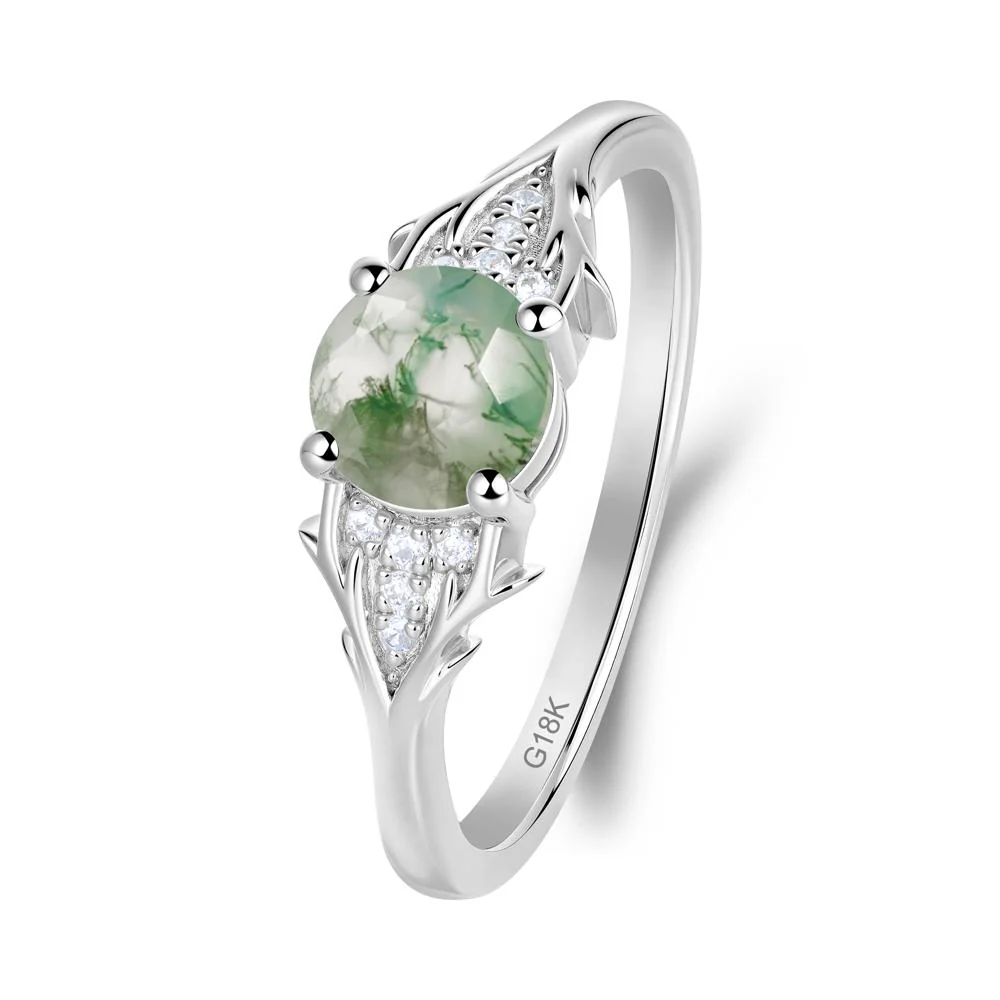 Round Moss Agate Branch Engagement Ring - Image 9